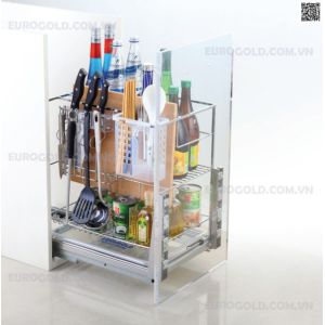 Giá dao thớt inox nan vuông mạ crom ray giảm chấn
