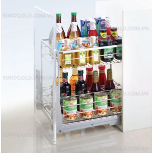 GIÁ GIA VỊ INOX NAN VUÔNG, RAY GIẢM CHẤN EUROGOLD