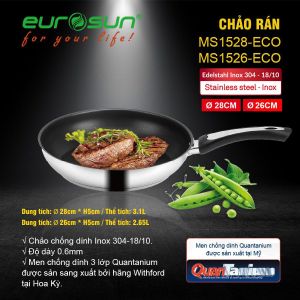 CHẢO CHỐNG DÍNH INOX EUROSUN MS1524 ECO/ MS1526 ECO/ MS1528 ECO/MS1530 ECO