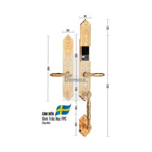 KHÓA ĐẠI SẢNH BIỆT THỰ DEMAX SL888 24K BRASS - APP WIFI